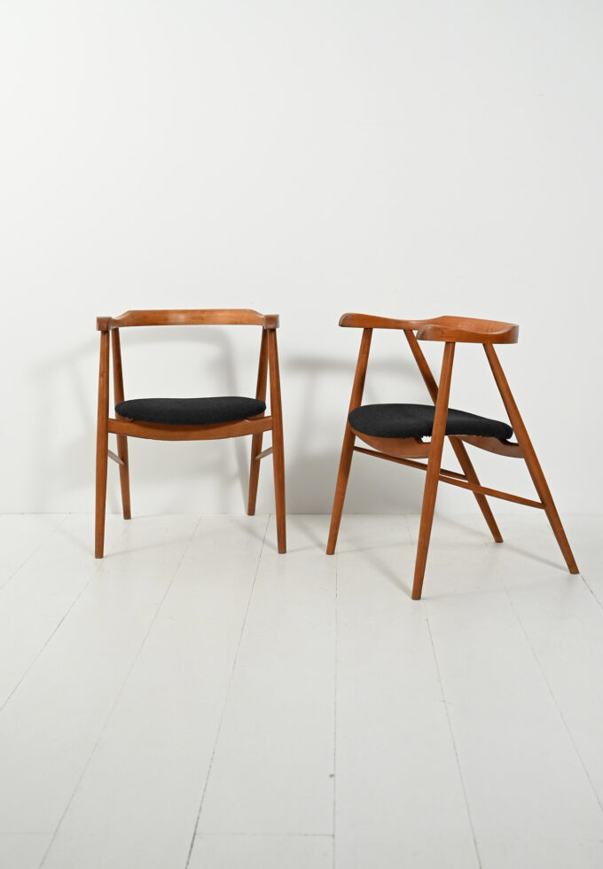 Pair of walnut dining chairs-a