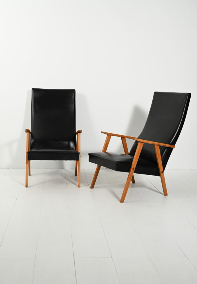 Pair of Scandinavian 50s-60s high-backed armchairs-a