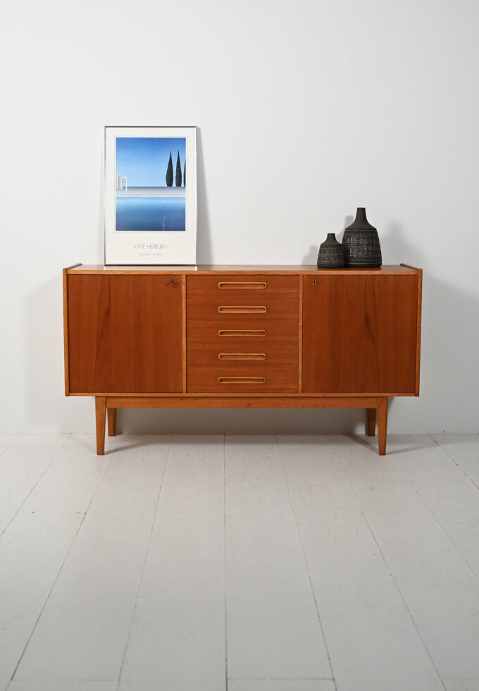 Scandinavian 1950s sideboard with inlaid handles-a