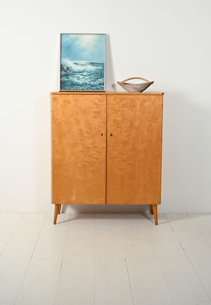 Scandinavian vintage birch cabinet from the 1950s-a
