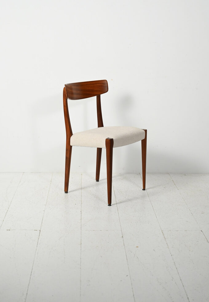 Set di sei sedie scandinave in teak anni ’60-b