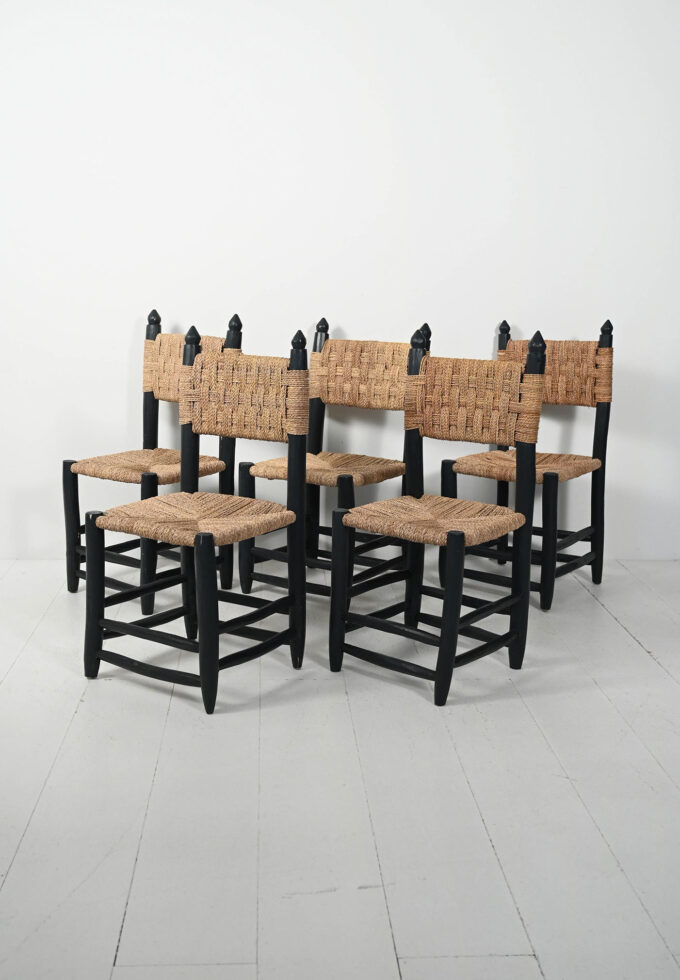 Set di cinque sedie marocchine in legno-a