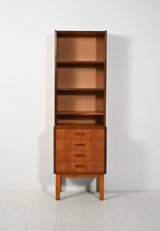 Small Scandinavian teak bookcase, 1960s-b
