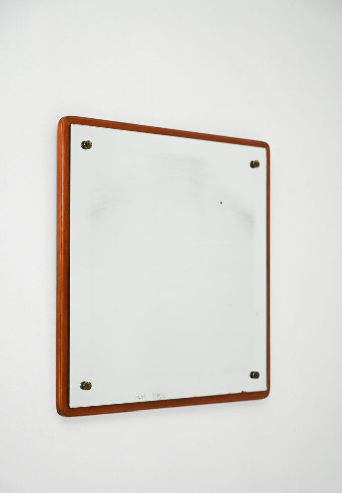 Specchio quadrato anni 60–70 in teak-a