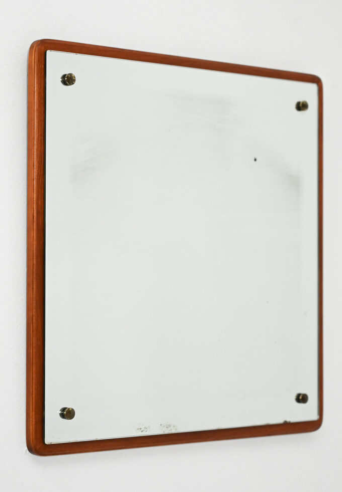 Specchio quadrato anni 60–70 in teak-b