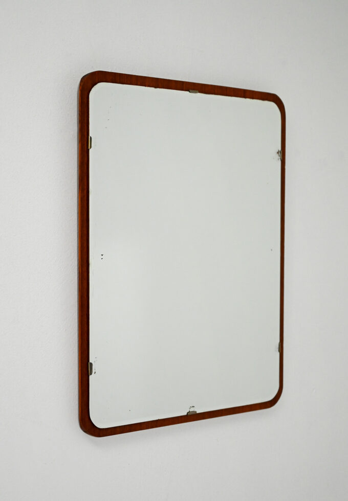 Specchio scandinavo con cornice in teak-a