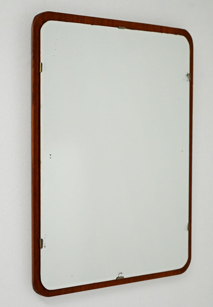 Specchio scandinavo con cornice in teak-b