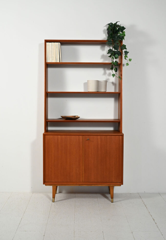 Scandinavian bookcase with cabinet, 1950s/60-a