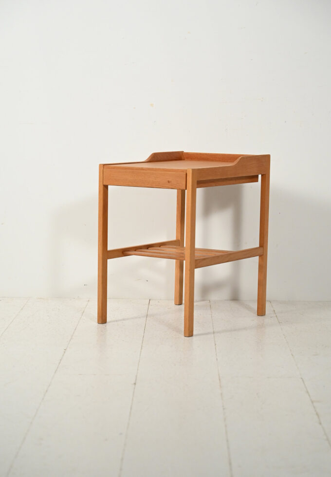 Comodino scandinavo vintage in rovere anni 60-b