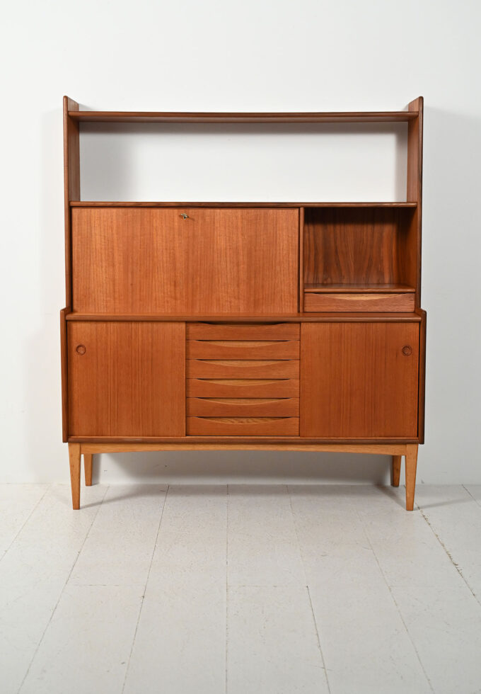 Sideboard con libreria in teak di Brantorps-b