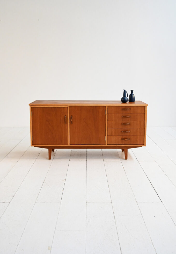 Scandinavian teak sideboard with pull-out top 1960s-b