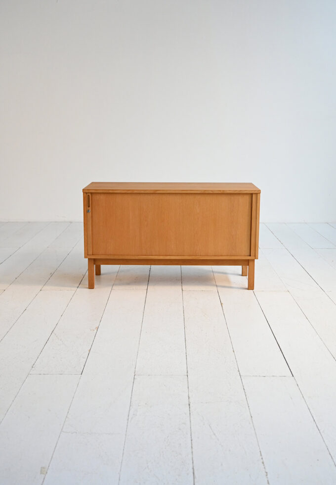 Scandinavian oak cabinet with roll-up door, 1960s-b