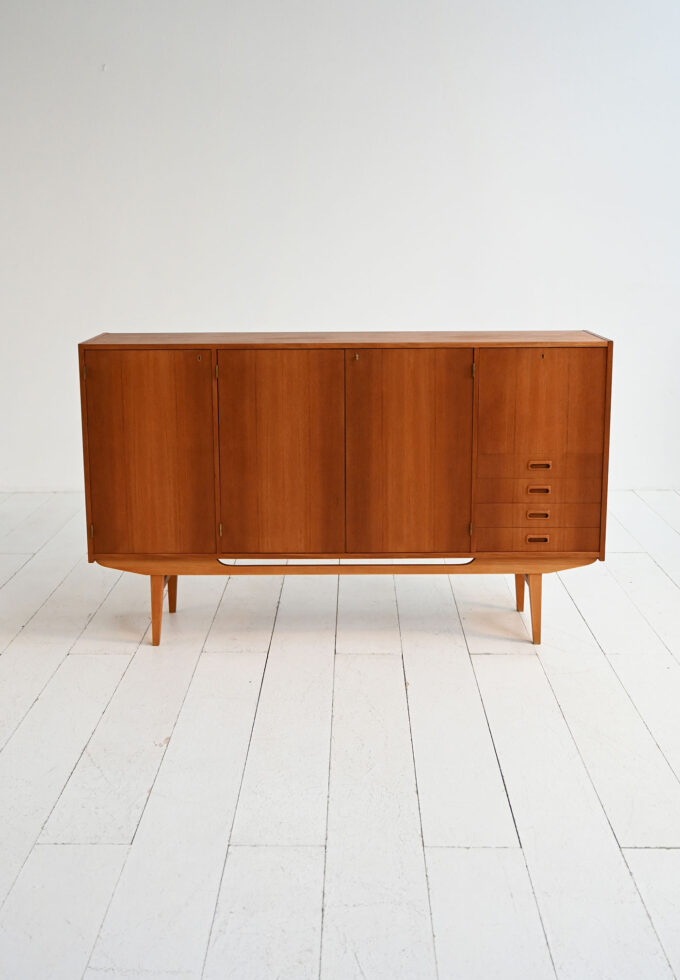 Scandinavian teak highboard, 1950s-60s-b