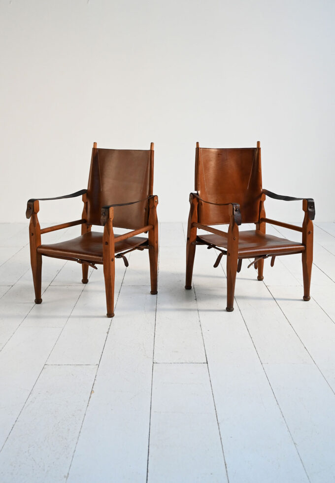 Pair of 1950s safari chairs-a