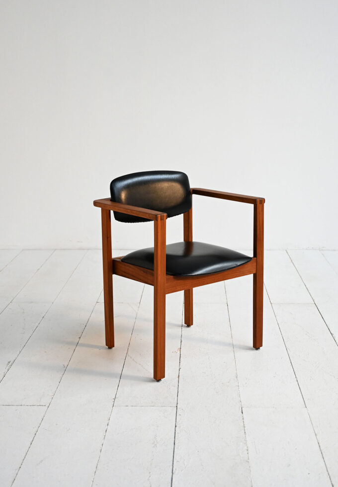 Sedia in teak e pelle, Danimarca anni ’60-a