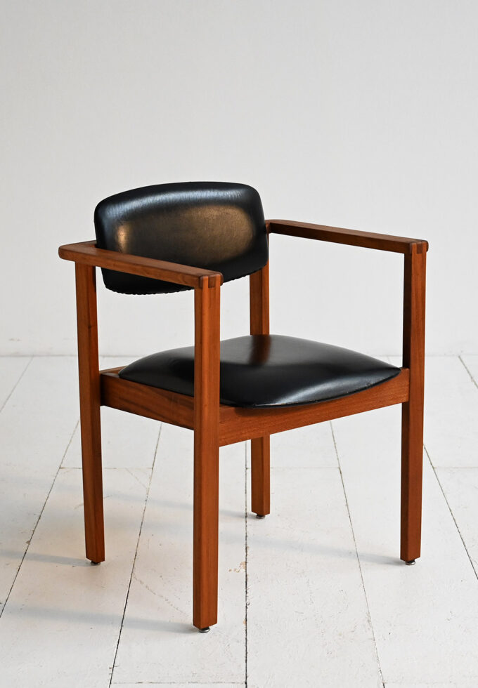 Sedia in teak e pelle, Danimarca anni ’60-b