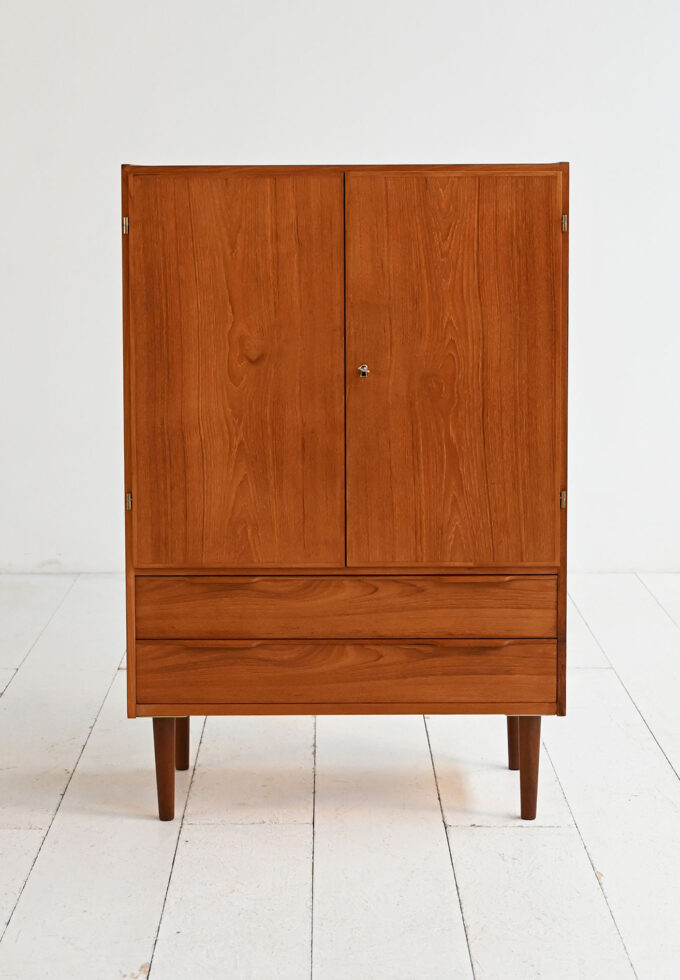 Cabinet scandinavo in teak con cassetti, anni ’50/’60-a_