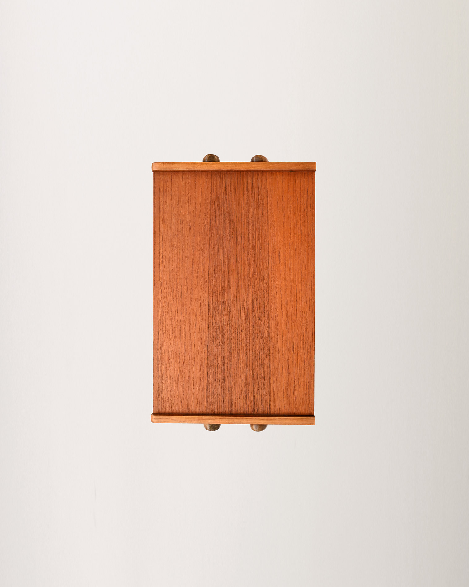 Scandinavian teak bedside table rattan shelf 50s-m Scandinavian teak nightstand with rattan shelf, 1950s-m