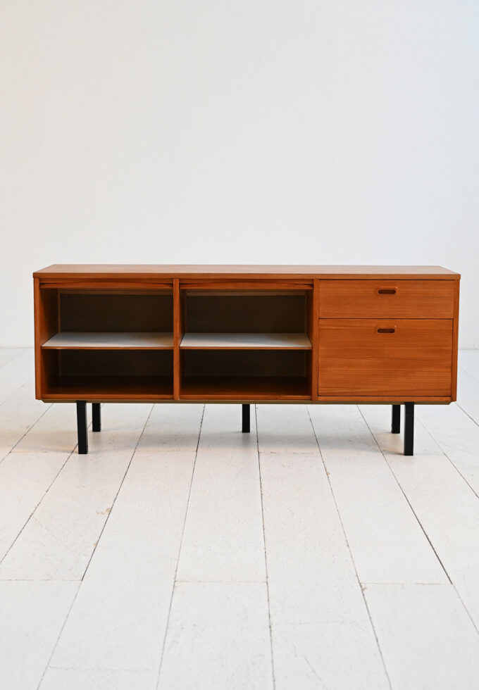 Scandinavian teak sideboard with shutter doors, 1960s-b