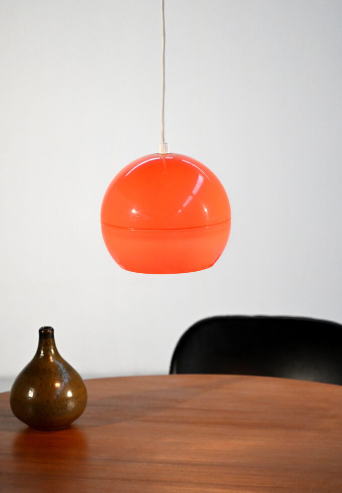 Orange space age style ceiling lamp, 1960s-c