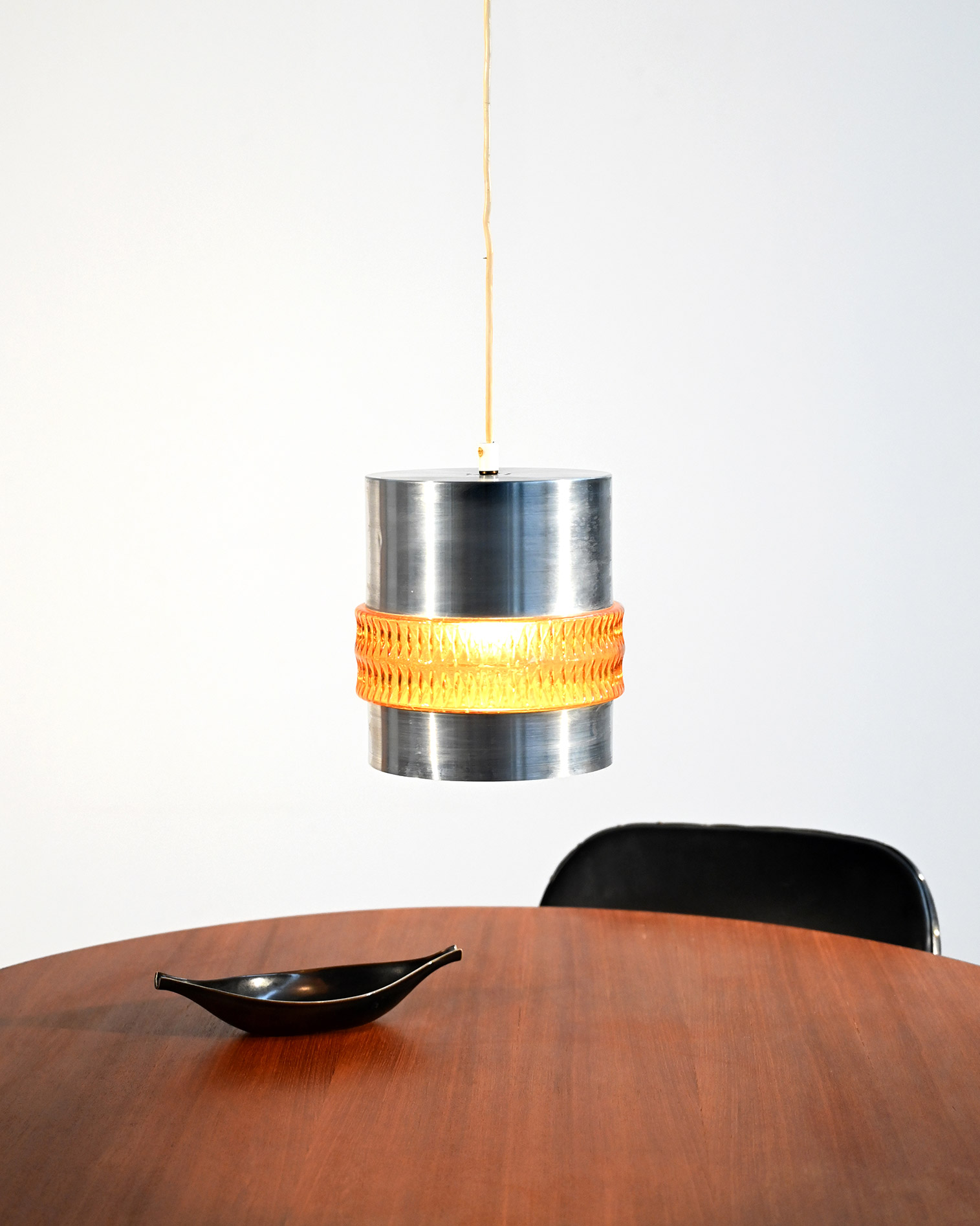 Metal and glass pendant lamp, 1960s-a