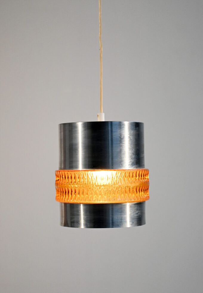 Metal and glass pendant lamp, 1960s-d