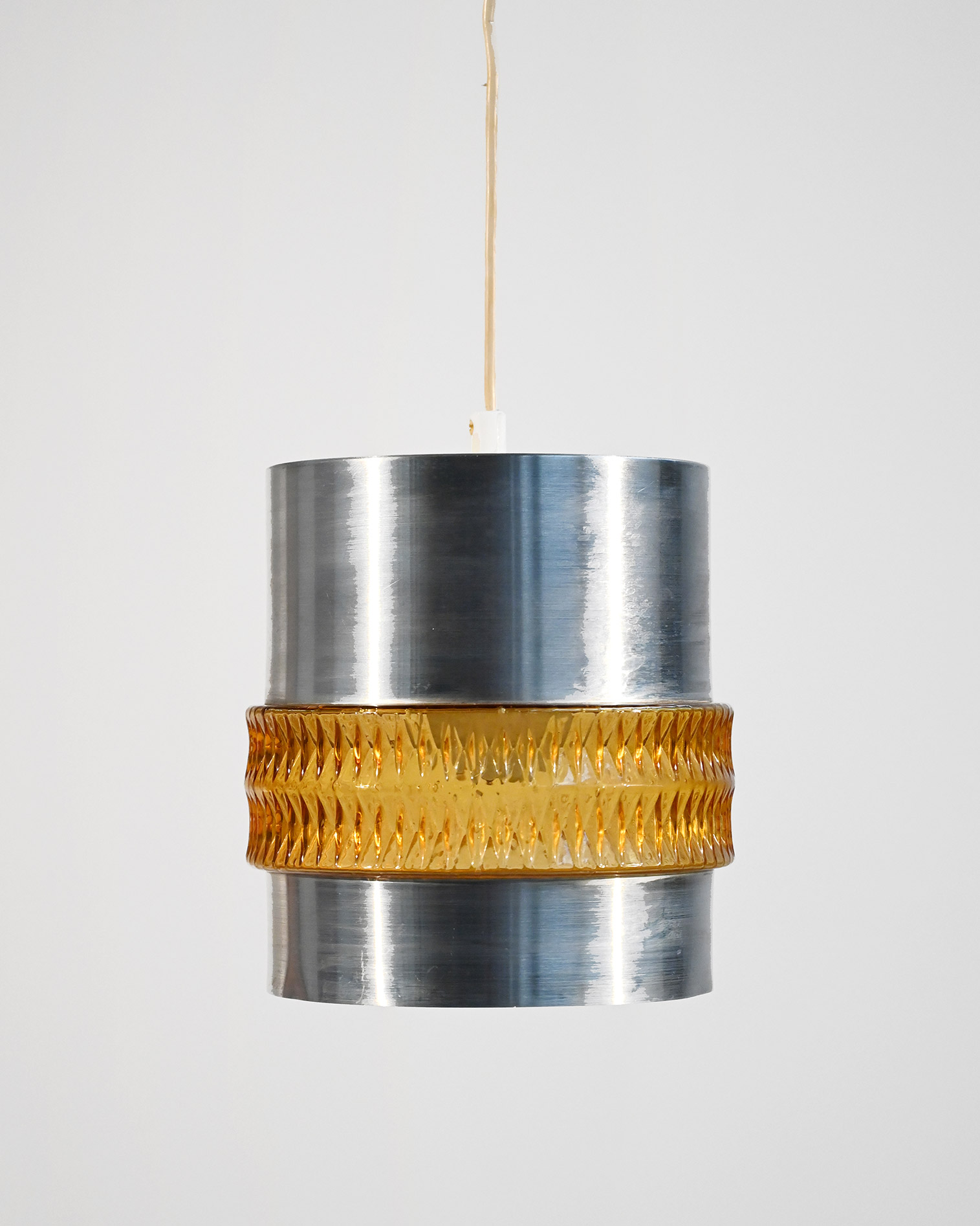 Metal glass pendant lamp 60s-f Metal and glass pendant lamp, 1960s-f