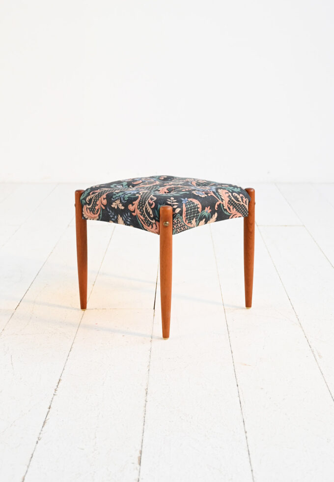 Scandinavian teak stool with upholstered seat, 1960s/'70s-c