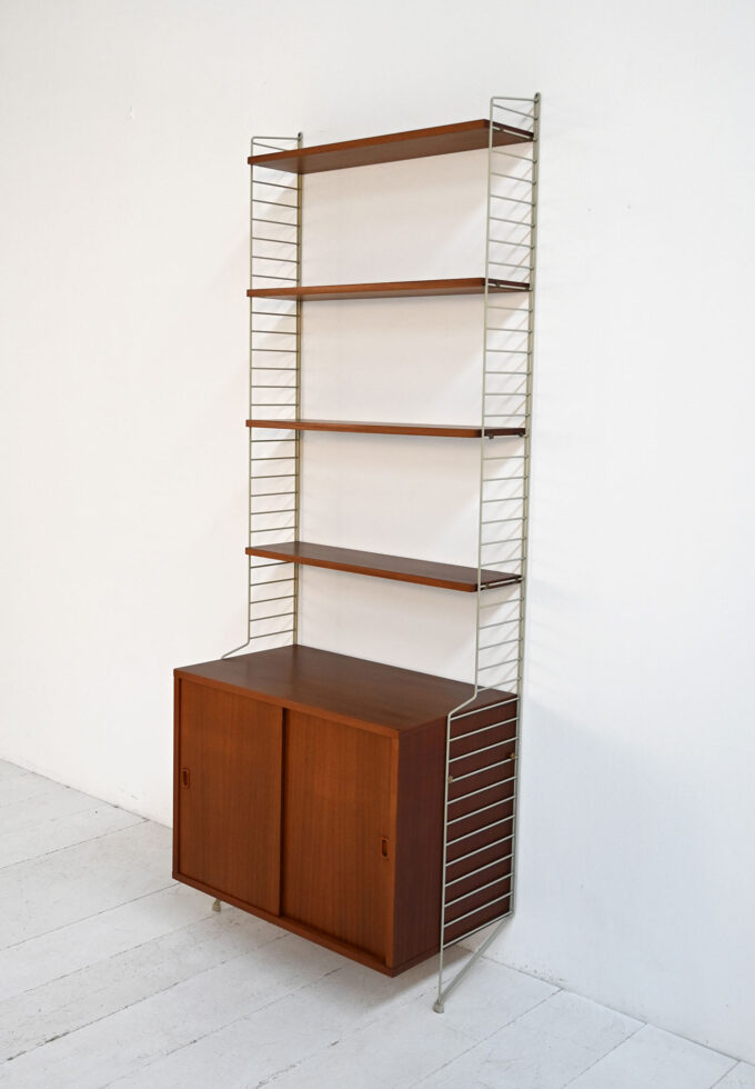 Wall-mounted bookcase model "String" by Nisse Strinning 1950s-60s-b