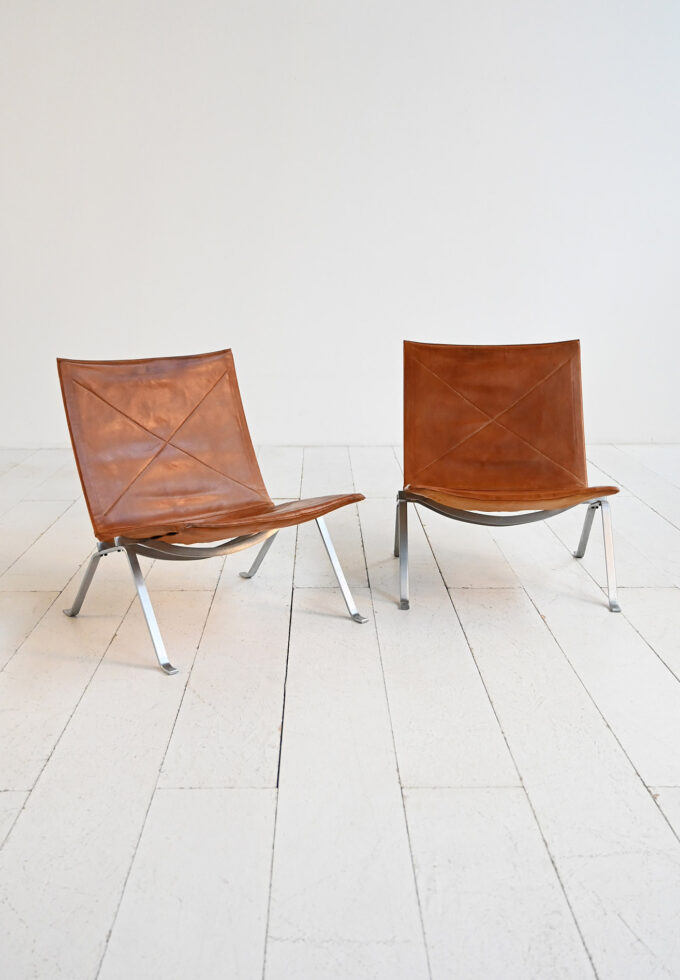 Pair of armchairs model "PK22" by Poul Kjærholm for E. Kold Christensen, 1950s-b