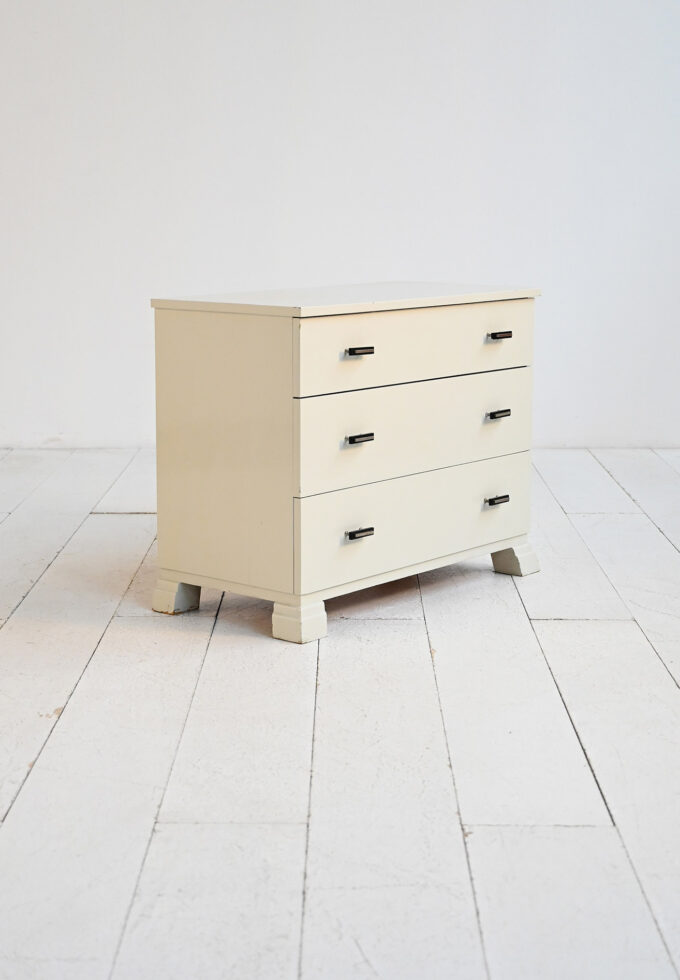Cassettiera scandinava déco bianca, anni ’30/’40-a_