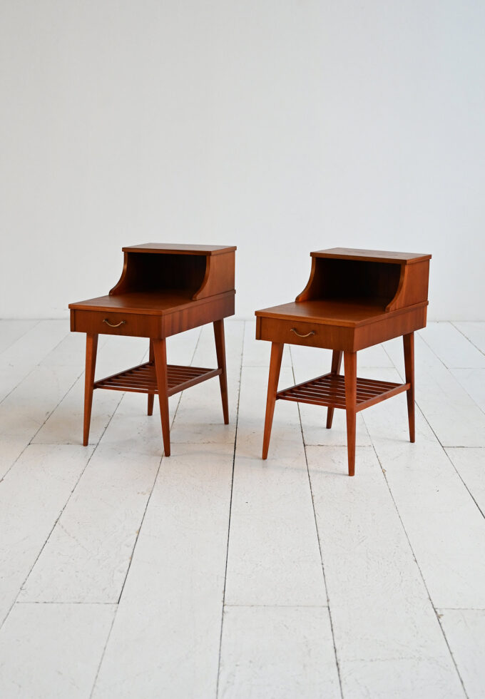 Pair of Swedish mahogany bedside tables, 1950s-c