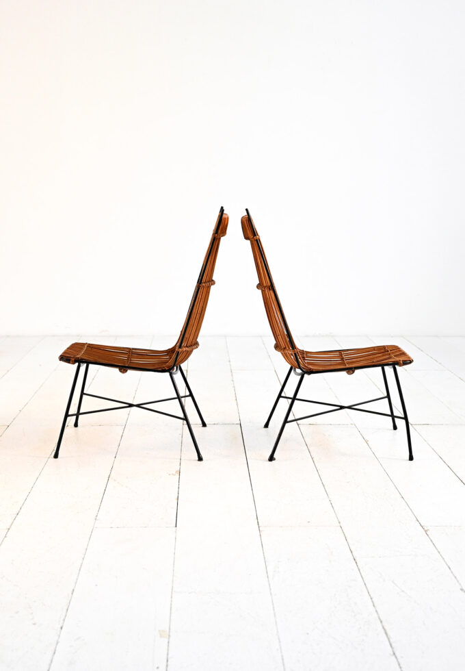 Pair of bamboo and metal chairs, 1960s-b